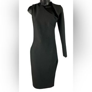 NWOT Fashion Nova Women's One Shoulder Black Bodycon Midi Dress Size L